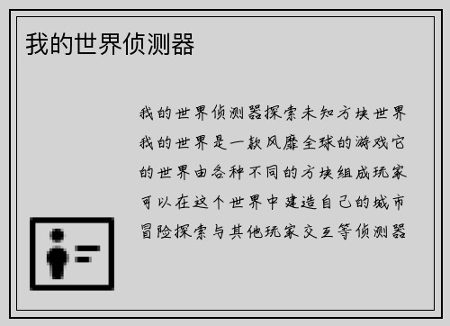 我的世界侦测器